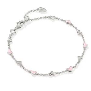 NWT Kendra Scott Haven Silver Delicate Chain Bracelet in Pink Enamel